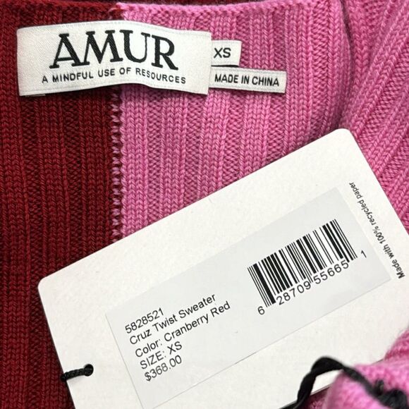 NWT AMUR Cruz Twist Sweater Cranberry Red XS - Picture 12 of 14